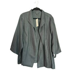 Eileen Fisher Linen Blend Jacket Size 3X Plus Gray Basket Sheen NWT Nordstrom